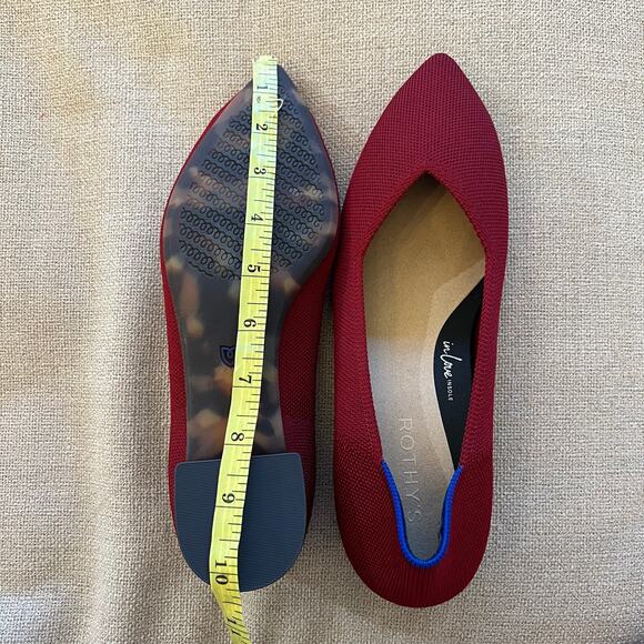 Rothy's Burgundy Pointed Toe Heels with Blue Accent - Picture 9 of 11